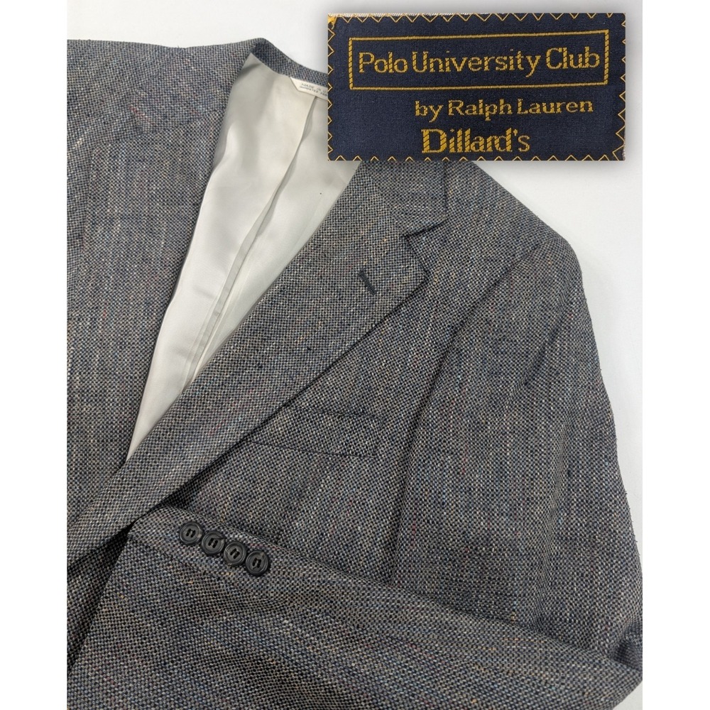Vintage Polo University Blazer Sports Jacket USA Made Burlap Confetti 40R 42"